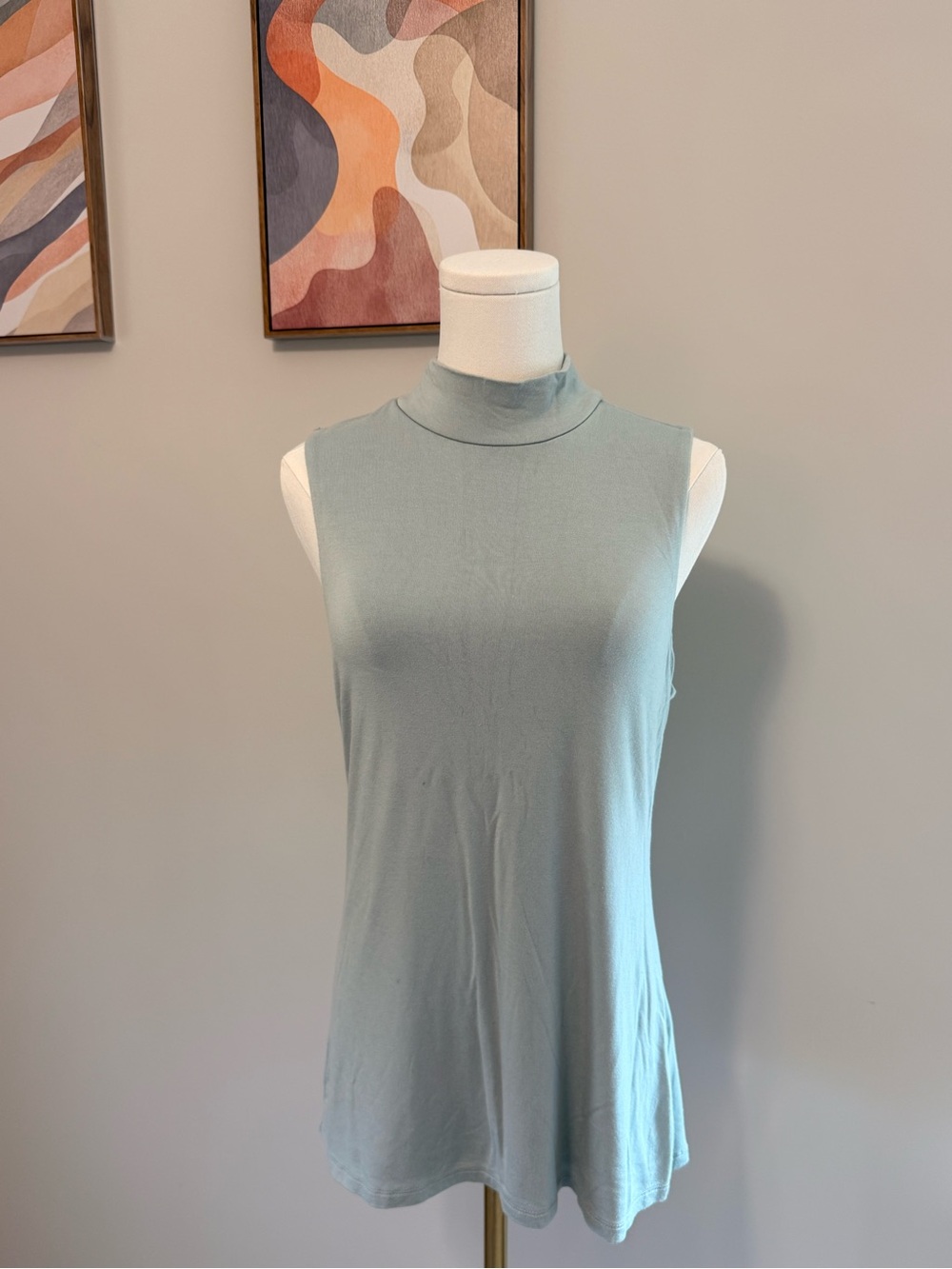 Express Sleeveless Mock Neck Top in Slate Blue/Grey Size L EUC